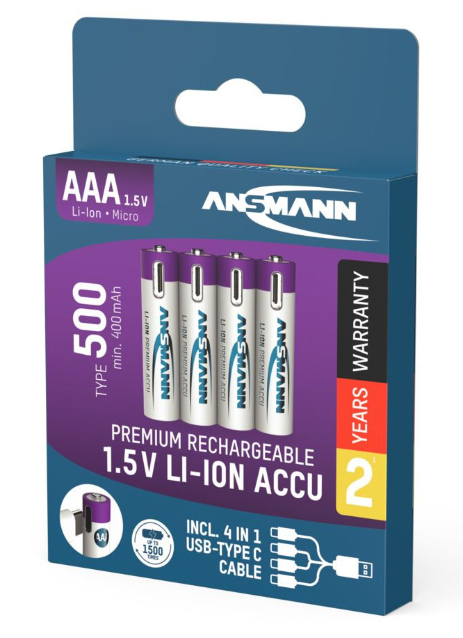 BATTERI ANSMANN TYP500 Li-ion AAA 4ST