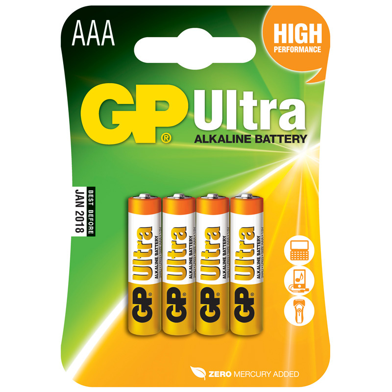 BATTERI GP ULTRA AAA 1,5V 4ST