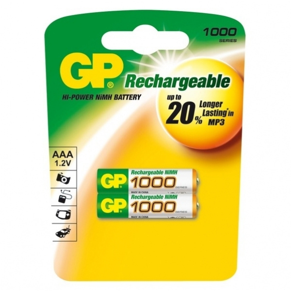 BATTERI LADDBAR AAA 1000mA 2ST